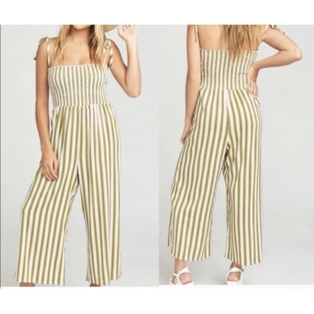 Show Me Your Mumu Parton Playsuit Romper Wide Leg Striped Olive XS